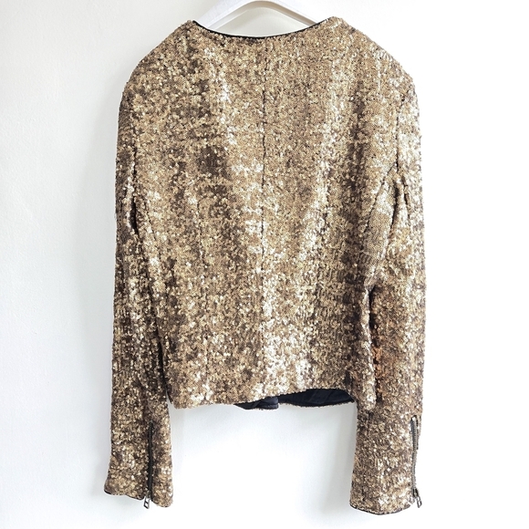 W118 by Walter Baker Gold Sequin Long Sleeve Jacket Small - Picture 5 of 10